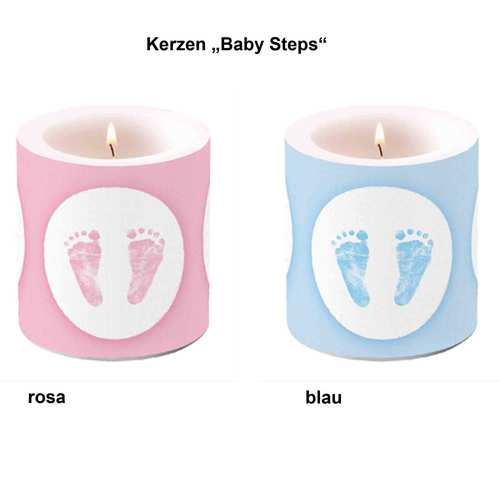 Kerze 87x75mm Babyf��e Baby F��e Steps Taufe Geburt Tischdekoartion Stumpenkerze