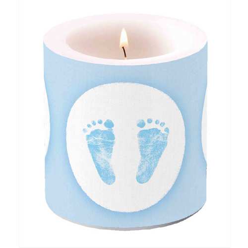 Kerze 87x75mm Babyf��e Baby F��e Steps Taufe Geburt Tischdekoartion Stumpenkerze 