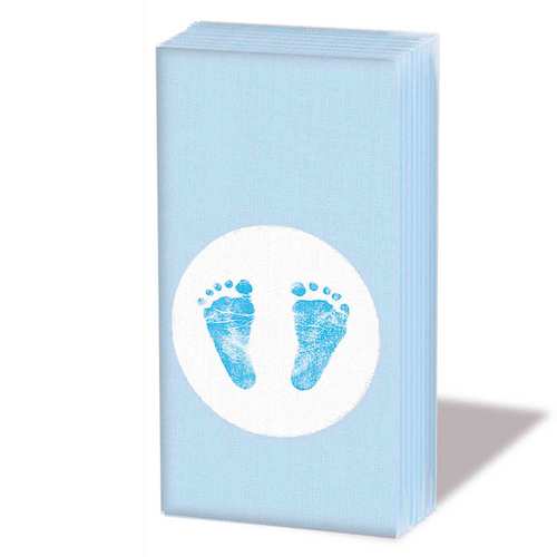 Tischdeko Babyf��e hellblau Kerze Servietten Taufe Geburt Babysteps 