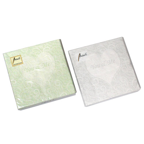 20 Servietten You & Me 3-lagig 33x33cm Tissue Du und Ich Liebe Candle Light Dinner