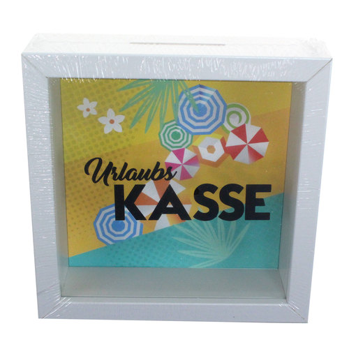 Spardose Sparb�chse ca.15x15x5cm wei� F�hrerschein Urlaub Shopping Kasse Wandh�nger 