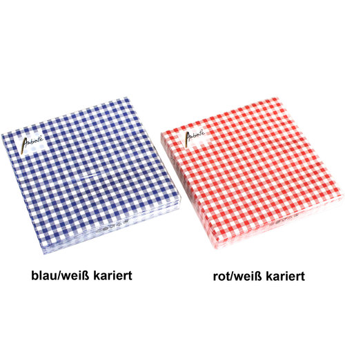 20 Servietten bayrisch kariert 3-lagig 33x33cm Karo Muster Oktoberfest Vichy