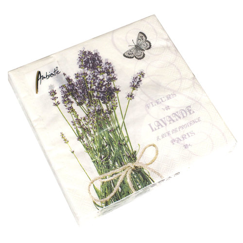 20 Servietten Lavendel 3-lagig 33x33cm Provence Frankreich Paris Garten Kr�uter