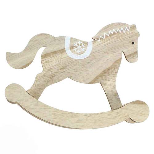 Schaukelpferd Holz ca19x15cm natur o. wei� Pferd Holzpferd Weihnachten Deko 