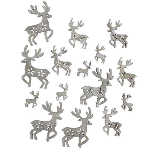 15 Holz Hirsche Rentiere Streuteile Deko 3 Gr��en Holzfiguren Herbst Weihnachten 