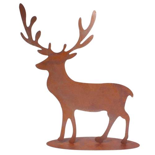 Hirsch Edelrost ca61x52cm Metall Figur Rost Geweih Elch Reh Winter Tier Deko
