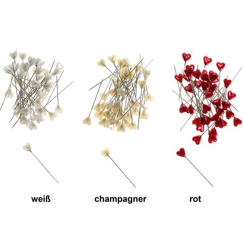 40 Herz Perlennadeln L55mm Stecknadel Herzform Herzen Herzkopf Pin Polsternadel