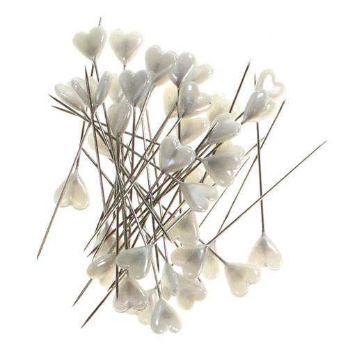 40 Herz Perlennadeln L55mm Stecknadel Herzform Herzen Herzkopf Pin Polsternadel 