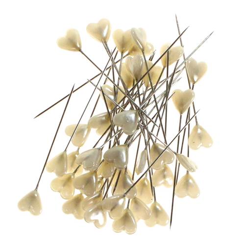 40 Herz Perlennadeln L55mm Stecknadel Herzform Herzen Herzkopf Pin Polsternadel 
