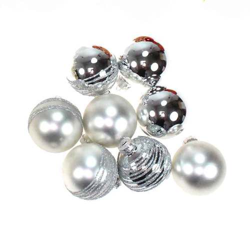 8 Christbaumkugeln Ringel Glas 57mm glanz matt Weihnachtskugel Kugeln Baumschmuck 