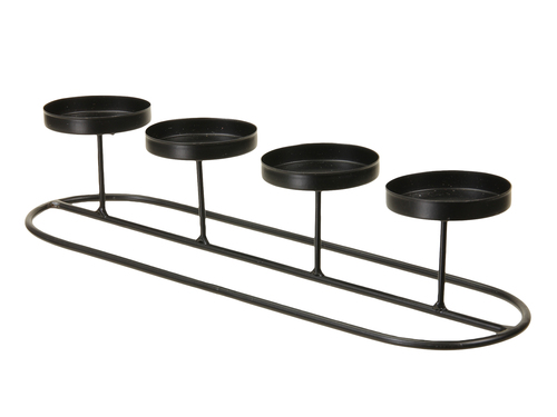 Kerzenhalter Metall schwarz f�r 4 Stumpenkerzen L32,5xB9,5xH7cm Kerzenst�nder Kerzenteller