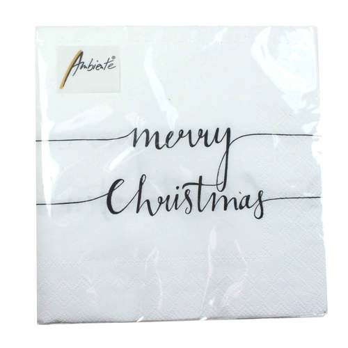 20 Servietten merry Christmas 3-lagig 33x33cm Tissue Weihnachten Spruch schlicht 