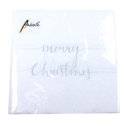 20 Servietten merry Christmas 3-lagig 33x33cm Tissue Weihnachten Spruch schlicht 
