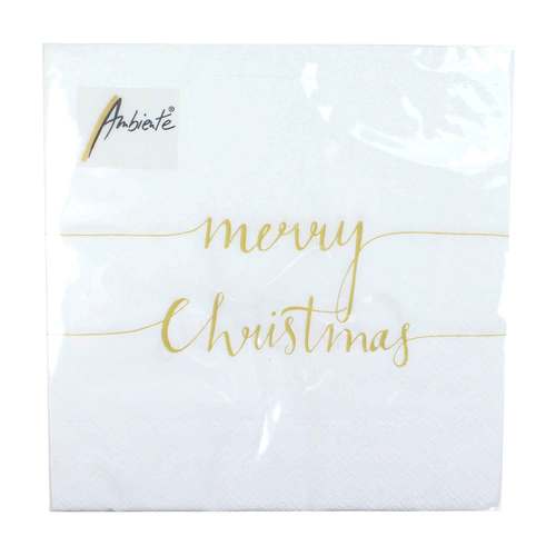 20 Servietten merry Christmas 3-lagig 33x33cm Tissue Weihnachten Spruch schlicht 