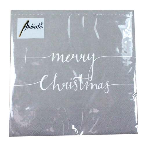 20 Servietten merry Christmas 3-lagig 33x33cm Tissue Weihnachten Spruch schlicht 