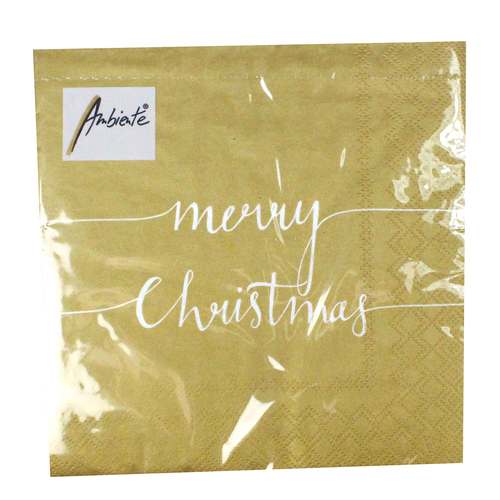 20 Servietten merry Christmas 3-lagig 33x33cm Tissue Weihnachten Spruch schlicht 