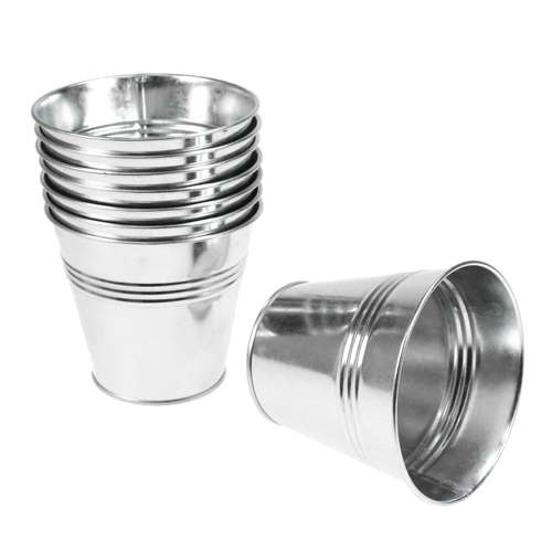 8 Eimer ca 11,5xH10,5cm Zink silber Deko Blumentopf Blecheimer Metalleimer Zinkeimer