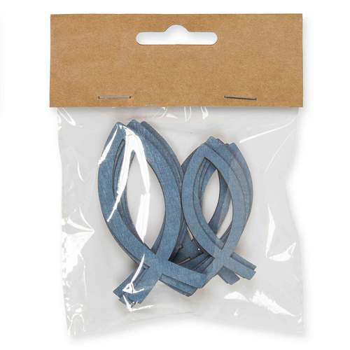 12 Fische Holz 7x3+5,5x2,5cm Streuteile Tischdeko Maritim Kommunion Konfirmation blau