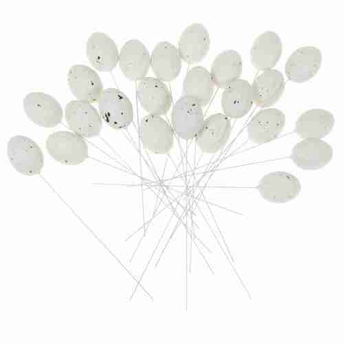 24 Eier Stecker Kiebitz 5cm Kunststoff gesprenkelt H�hnereier Ostern Stab L18cm
