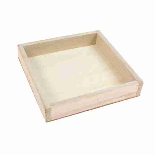 Holztablett quadratisch 16cm Deko Holz Tablett Platte Unterlage shabby vintage 