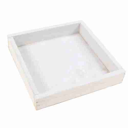 Holztablett quadratisch 16cm Deko Holz Tablett Platte Unterlage shabby vintage 
