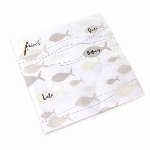 20 Servietten Fische 3-lagig 33x33cm Kommunion Firmung Konfirmation Glaube 