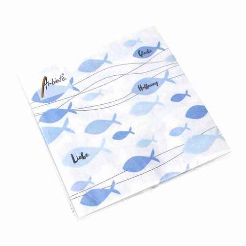 20 Servietten Fische 3-lagig 33x33cm Kommunion Firmung Konfirmation Glaube 