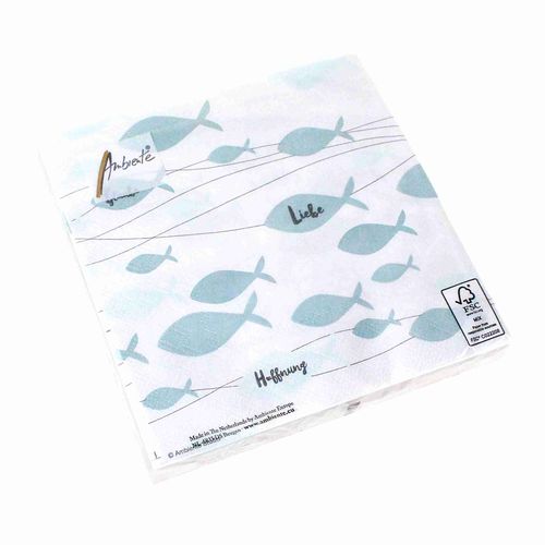20 Servietten Fische 3-lagig 33x33cm Kommunion Firmung Konfirmation Glaube 