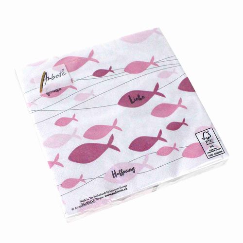 20 Servietten Fische 3-lagig 33x33cm Kommunion Firmung Konfirmation Glaube 