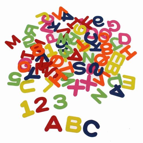 72 Buchstaben Zahlen mix Holz 3-4cm bunt Holzbuchstaben Alphabet Einschulung ABC