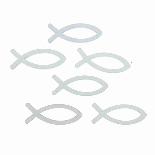 6 Fische Holz L9cmxH3,2cm Glaube Ichthys Holzfische Streufisch Tischdeko Maritim 