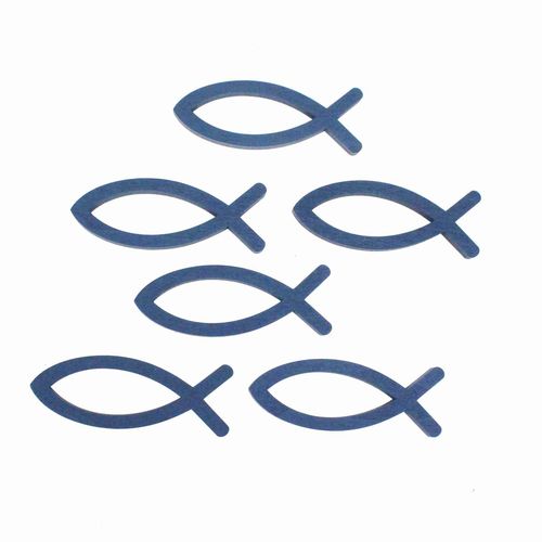 6 Fische Holz L9cmxH3,2cm Glaube Ichthys Holzfische Streufisch Tischdeko Maritim 