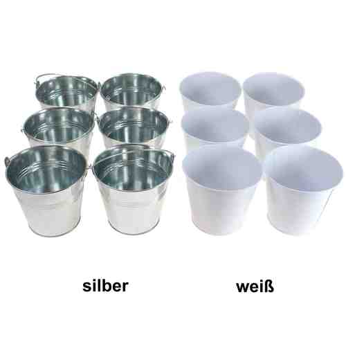 6 Eimer 14xH12,5cm �bertopf Blech Metalleimer Zinkeimer Blumentopf Pflanztopf