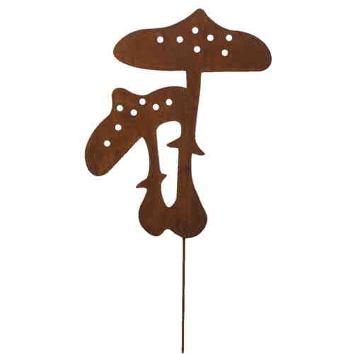 Herbst Pilz L95cm Rost Metall Stecker Dekopilz  Standfl�che Matall Gartenstecker