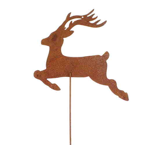 Elch Hirsch Rentier Rost Metall H47cm Stecker Deko Gartenstecker  Blumenstecker Herbst