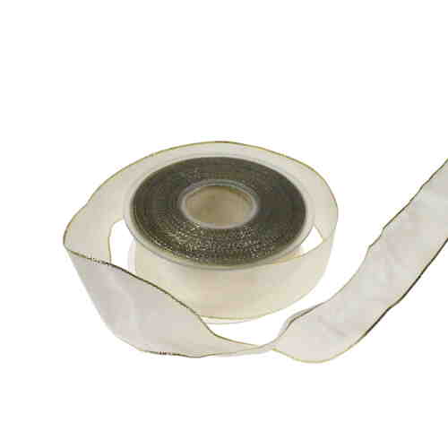 25m Taftband Goldkante B40mm Drahtkante Dekoband Schleifenband Weihnachten 