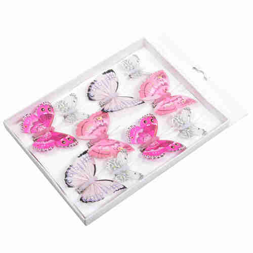 10 Feder Schmetterlinge Set 7cm + 4,5cm mit Metall Clip Butterfly Federn 