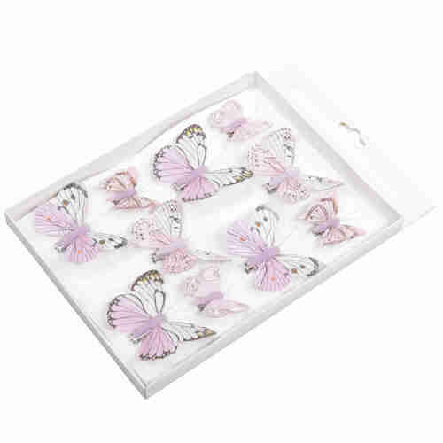 10 Feder Schmetterlinge Set 7cm + 4,5cm mit Metall Clip Butterfly Federn 