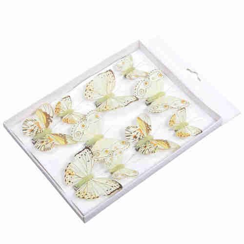 10 Feder Schmetterlinge Set 7cm + 4,5cm mit Metall Clip Butterfly Federn 