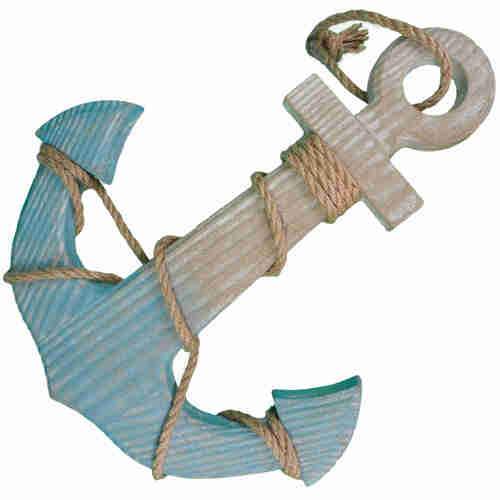 Deko Anker Schiff Holz 36cm Schiffsanker mit Schiffstau Maritim anchor Meer