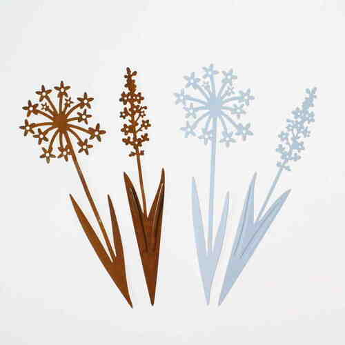 2 Blumenstecker Metall L20cm Pflanzenstecker Gartenstecker Deko Stecker 