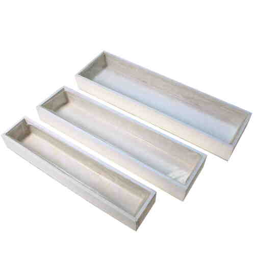 Set 3 Pflanzkasten 50/45/40cm wei� Pflanzschale Pflanzkiste Holzkiste Blumentopf