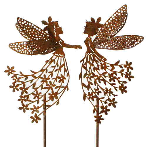 2er Set Elfenstecker L49,5cm Metall Fee Elfe Blumenstecker Gartenstecker  
