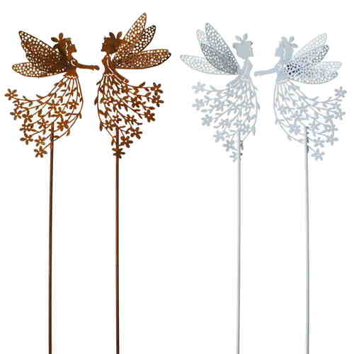 2er Set Elfenstecker L65cm Metall Fee Elfe Blumenstecker Gartenstecker