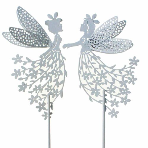 2er Set Elfenstecker L65cm Metall Fee Elfe Blumenstecker Gartenstecker 
