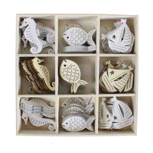 72 Streuteile Maritim Korsika ca.4cm Fische Seepferd Boot Schiff Meer Strand