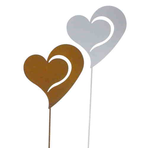 Herz Gartenstecker L84cm Blumenstecker Herzen Gartendeko Edelrost o.wei� gro�