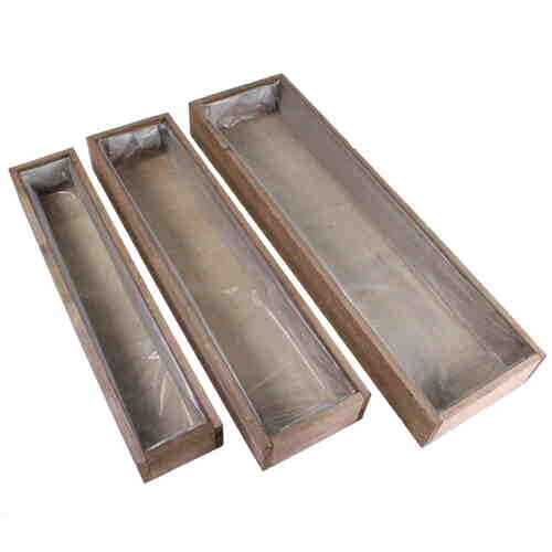 Set 3 Pflanzkasten 50/45/40cm braun Pflanzschale Pflanzkiste Holzkiste Blumentopf