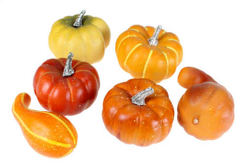 6x K�rbis k�nstlich mix 8-10cm verschiedene Formen Herbst Deko Zierk�rbis