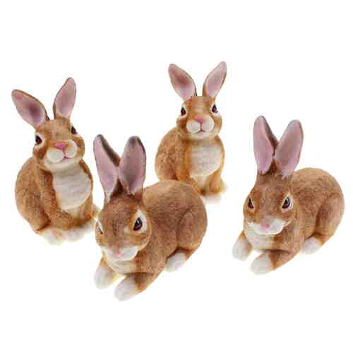 Hasen Set braun H 10cm Polyresin Osterhase Krippe Streudeko Ostern 